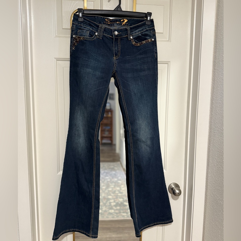 Y2K Seven7 Dark Blue Flare Jeans